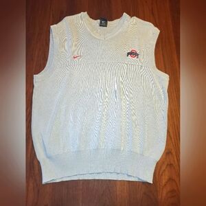 Nike Team Ohio State OSU Buckeyes Men's Medium Gray V-Neck Preppy Sweater Vest